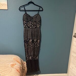 Boohoo Black Strapless Lace Dress